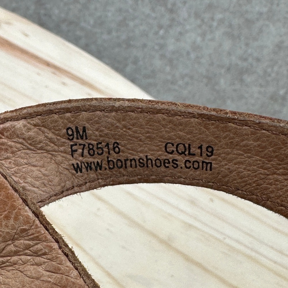Born Dorrah Wedge Sandals 9 Tan Leather Geometric Platform Ankle Strap - Picture 9 of 11